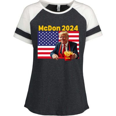 Mcdon 2024 Funny Donald Trump Cooking Fries Enza Ladies Jersey Colorblock Tee