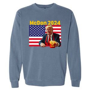 Mcdon 2024 Funny Donald Trump Cooking Fries Garment-Dyed Sweatshirt