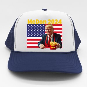 Mcdon 2024 Funny Donald Trump Cooking Fries Trucker Hat