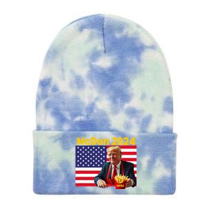 Mcdon 2024 Funny Donald Trump Cooking Fries Tie Dye 12in Knit Beanie