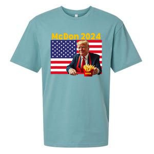 Mcdon 2024 Funny Donald Trump Cooking Fries Sueded Cloud Jersey T-Shirt