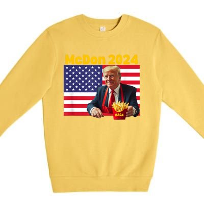 Mcdon 2024 Funny Donald Trump French Fry Cooking Fries Premium Crewneck Sweatshirt