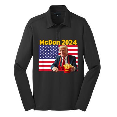 Mcdon 2024 Funny Donald Trump French Fry Cooking Fries Silk Touch Performance Long Sleeve Polo