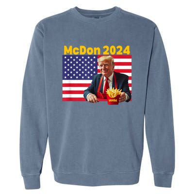 Mcdon 2024 Funny Donald Trump French Fry Cooking Fries Garment-Dyed Sweatshirt