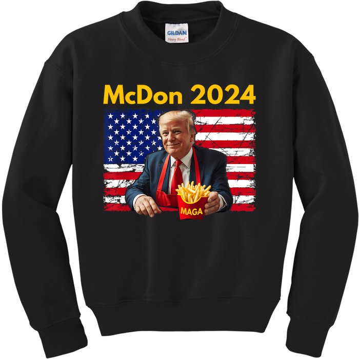 Mcdon 2024 Funny Donald Trump French Fry Cooking Fries Kids Sweatshirt