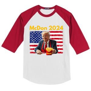 Mcdon 2024 Funny Donald Trump French Fry Cooking Fries Kids Colorblock Raglan Jersey