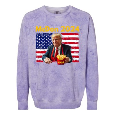 Mcdon 2024 Funny Donald Trump French Fry Cooking Fries Colorblast Crewneck Sweatshirt