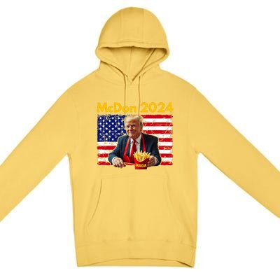 Mcdon 2024 Funny Donald Trump French Fry Cooking Fries Premium Pullover Hoodie