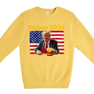 Mcdon 2024 Funny Donald Trump French Fry Cooking Fries Premium Crewneck Sweatshirt