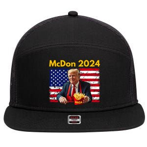 Mcdon 2024 Funny Donald Trump French Fry Cooking Fries 7 Panel Mesh Trucker Snapback Hat