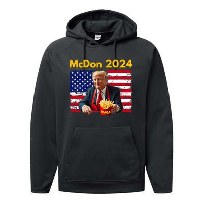 Mcdon 2024 Funny Donald Trump French Fry Cooking Fries Performance Fleece Hoodie