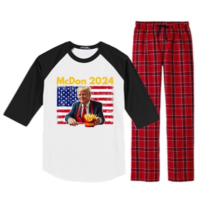 Mcdon 2024 Funny Donald Trump French Fry Cooking Fries Raglan Sleeve Pajama Set