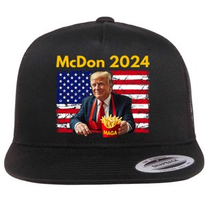 Mcdon 2024 Funny Donald Trump French Fry Cooking Fries Flat Bill Trucker Hat