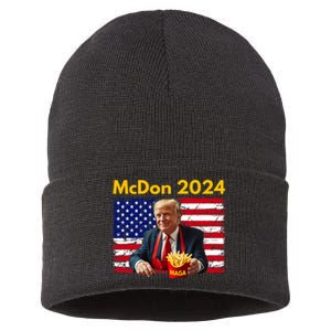 Mcdon 2024 Funny Donald Trump French Fry Cooking Fries Sustainable Knit Beanie