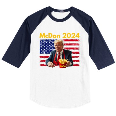 Mcdon 2024 Funny Donald Trump French Fry Cooking Fries Baseball Sleeve Shirt