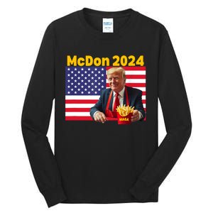 Mcdon 2024 Funny Donald Trump French Fry Cooking Fries Tall Long Sleeve T-Shirt