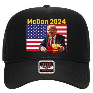 Mcdon 2024 Funny Donald Trump French Fry Cooking Fries Gift High Crown Mesh Back Trucker Hat