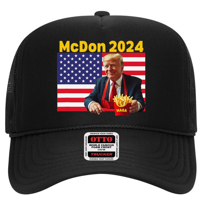 Mcdon 2024 Funny Donald Trump French Fry Cooking Fries Gift High Crown Mesh Back Trucker Hat