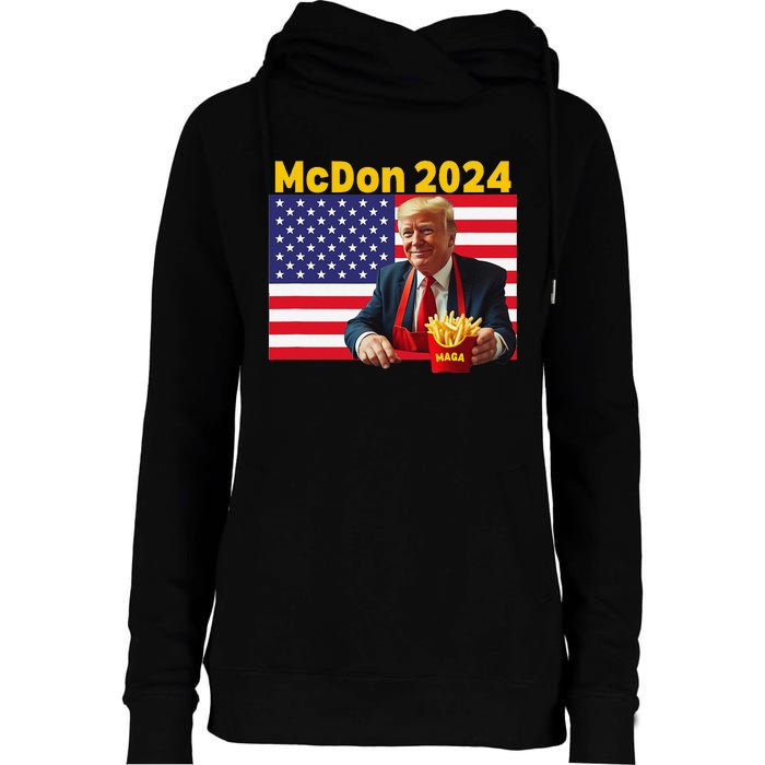 Mcdon 2024 Funny Donald Trump French Fry Cooking Fries Gift Womens Funnel Neck Pullover Hood