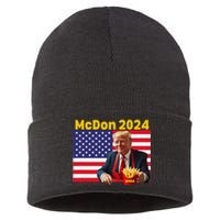 Mcdon 2024 Funny Donald Trump French Fry Cooking Fries Gift Sustainable Knit Beanie