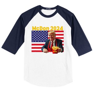 Mcdon 2024 Funny Donald Trump French Fry Cooking Fries Gift Baseball Sleeve Shirt