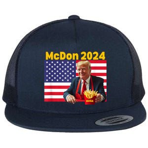 Mcdon 2024 Funny Donald Trump French Fry Cooking Fries Flat Bill Trucker Hat