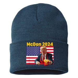 Mcdon 2024 Funny Donald Trump French Fry Cooking Fries Sustainable Knit Beanie