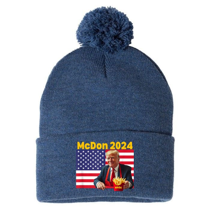 Mcdon 2024 Funny Donald Trump French Fry Cooking Fries Pom Pom 12in Knit Beanie