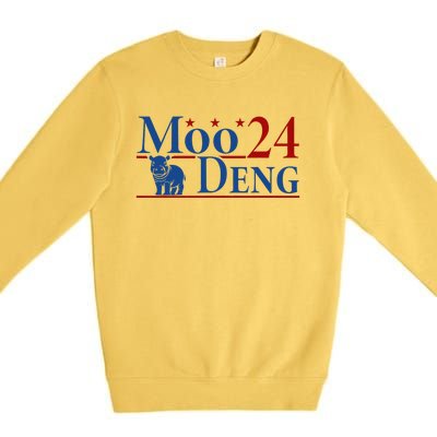 Moodeng 24 Funny Baby Pygmy Hippo Cute Moo Deng 2024 Gift Premium Crewneck Sweatshirt