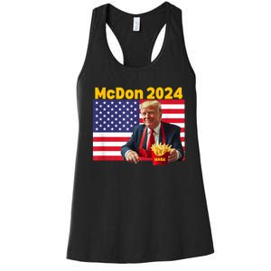 Mcdon 2024 Funny Donald Trump French Fry Cooking Fries Women's Racerback Tank