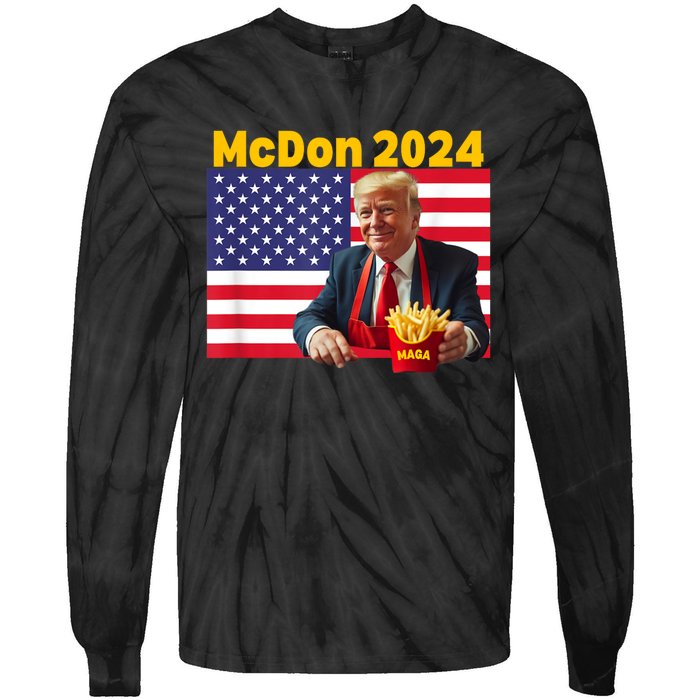 Mcdon 2024 Funny Donald Trump French Fry Cooking Fries Tie-Dye Long Sleeve Shirt