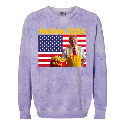 Mcdon 2024 Funny Donald Trump French Fry Cooking Fries Colorblast Crewneck Sweatshirt