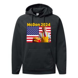 Mcdon 2024 Funny Donald Trump French Fry Cooking Fries Performance Fleece Hoodie