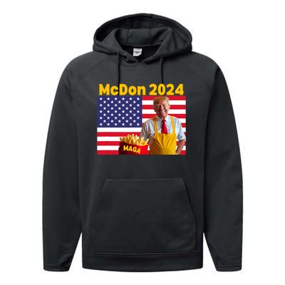 Mcdon 2024 Funny Donald Trump French Fry Cooking Fries Performance Fleece Hoodie