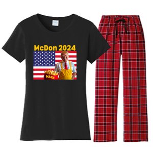 Mcdon 2024 Funny Donald Trump French Fry Cooking Fries Women's Flannel Pajama Set