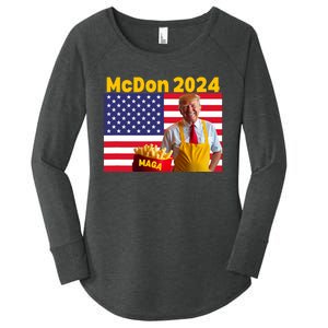 Mcdon 2024 Funny Donald Trump French Fry Cooking Fries Women's Perfect Tri Tunic Long Sleeve Shirt