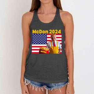 Mcdon 2024 Funny Donald Trump French Fry Cooking Fries Women's Knotted Racerback Tank