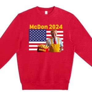 Mcdon 2024 Funny Donald Trump French Fry Cooking Fries Premium Crewneck Sweatshirt