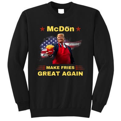 Mcdon 2024 Funny Donald Trump French Fry Cooking Friesff Tall Sweatshirt