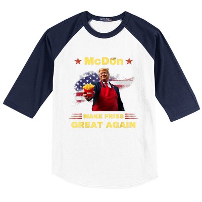 Mcdon 2024 Funny Donald Trump French Fry Cooking Friesff Baseball Sleeve Shirt