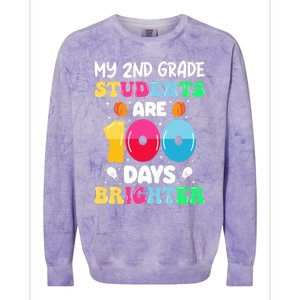 My 2nd Grade Students Are 100 Days Brighter 100 Days Of Gift Colorblast Crewneck Sweatshirt