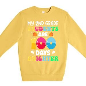 My 2nd Grade Students Are 100 Days Brighter 100 Days Of Gift Premium Crewneck Sweatshirt