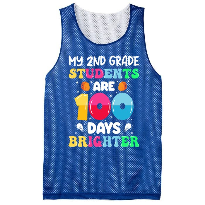 My 2nd Grade Students Are 100 Days Brighter 100 Days Of Gift Mesh Reversible Basketball Jersey Tank