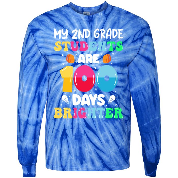 My 2nd Grade Students Are 100 Days Brighter 100 Days Of Gift Tie-Dye Long Sleeve Shirt