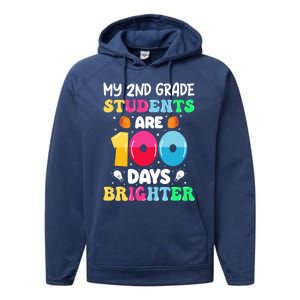 My 2nd Grade Students Are 100 Days Brighter 100 Days Of Gift Performance Fleece Hoodie