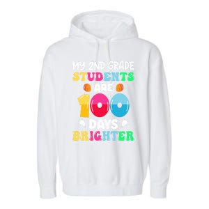 My 2nd Grade Students Are 100 Days Brighter 100 Days Of Gift Garment-Dyed Fleece Hoodie