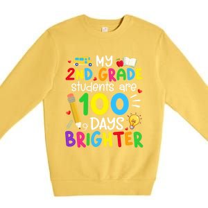 My 2nd Grade Students Are 100 Days Brighter 100th Day School Gift Premium Crewneck Sweatshirt