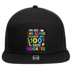 My 2nd Grade Students Are 100 Days Brighter 100th Day School Gift 7 Panel Mesh Trucker Snapback Hat