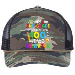 My 2nd Grade Students Are 100 Days Brighter 100th Day School Gift Retro Rope Trucker Hat Cap