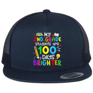 My 2nd Grade Students Are 100 Days Brighter 100th Day School Gift Flat Bill Trucker Hat